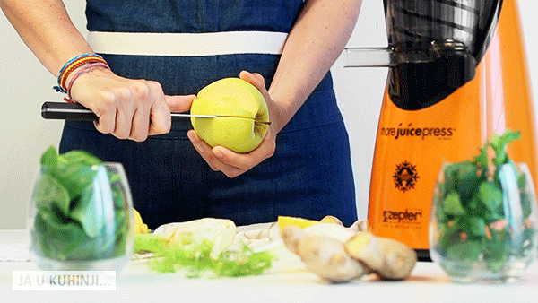 almás gyömbéres spenótos narancsbőr elleni dzsúsz a More Juice Press-szel